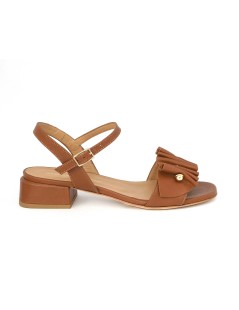 Gianmarco Sorelli Musa Sandalo Tacco Basso Fascia Ondulata Cuoio
