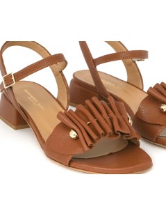 Gianmarco Sorelli Musa Sandalo Tacco Basso Fascia Ondulata Cuoio