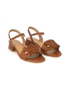 Gianmarco Sorelli Musa Sandalo Tacco Basso Fascia Ondulata Cuoio