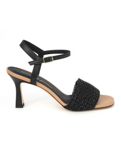 Gianmarco Sorelli Lara Sandalo Tacco Fascia Rafia Intreccio Nero