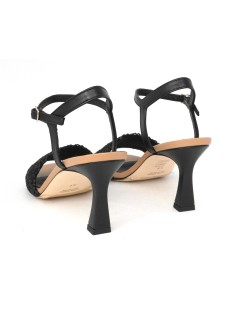 Gianmarco Sorelli Lara Sandalo Tacco Fascia Rafia Intreccio Nero