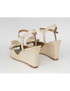 Gianmarco Sorelli Bice Sandalo Taccozeppa Elegante Petali Beige