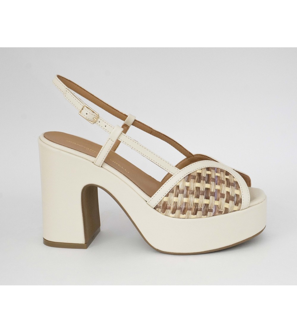 Gianmarco Sorelli Gioia Sandalo Zeppatacco Farfalla Rafia Latte