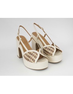 Gianmarco Sorelli Gioia Sandalo Zeppatacco Farfalla Rafia Latte