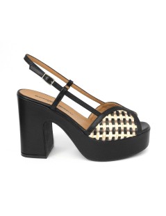 Gianmarco Sorelli Gioia Sandalo Zeppatacco Farfalla Rafia Nero