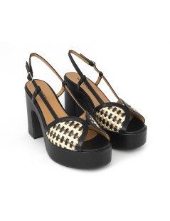 Gianmarco Sorelli Gioia Sandalo Zeppatacco Farfalla Rafia Nero