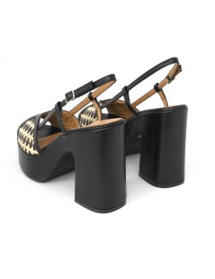 Gianmarco Sorelli Gioia Sandalo Zeppatacco Farfalla Rafia Nero