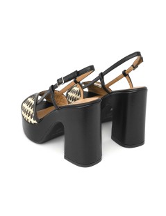 Gianmarco Sorelli Gioia Sandalo Zeppatacco Farfalla Rafia Nero