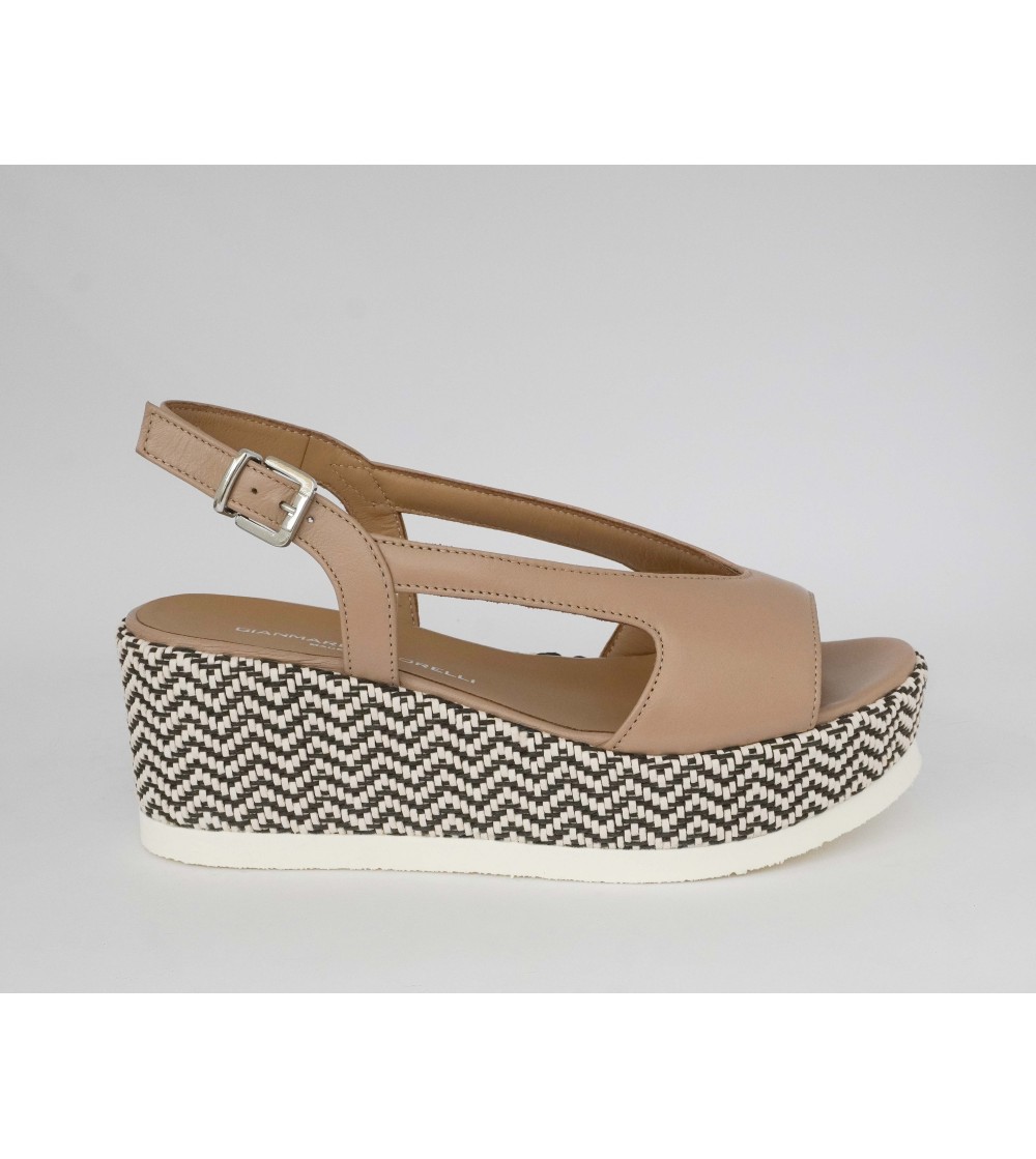 Gianmarco Sorelli JIL Sandalo Zeppa Intrecciata Nappa Cipria