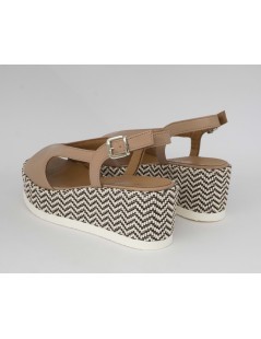 Gianmarco Sorelli JIL Sandalo Zeppa Intrecciata Nappa Cipria