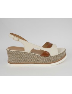 Gianmarco Sorelli Jil Sandalo Zeppa Rafia Trasversale Latte