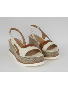 Gianmarco Sorelli Jil Sandalo Zeppa Rafia Trasversale Latte