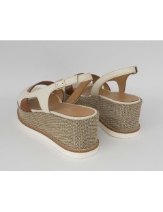 Gianmarco Sorelli Jil Sandalo Zeppa Rafia Trasversale Latte