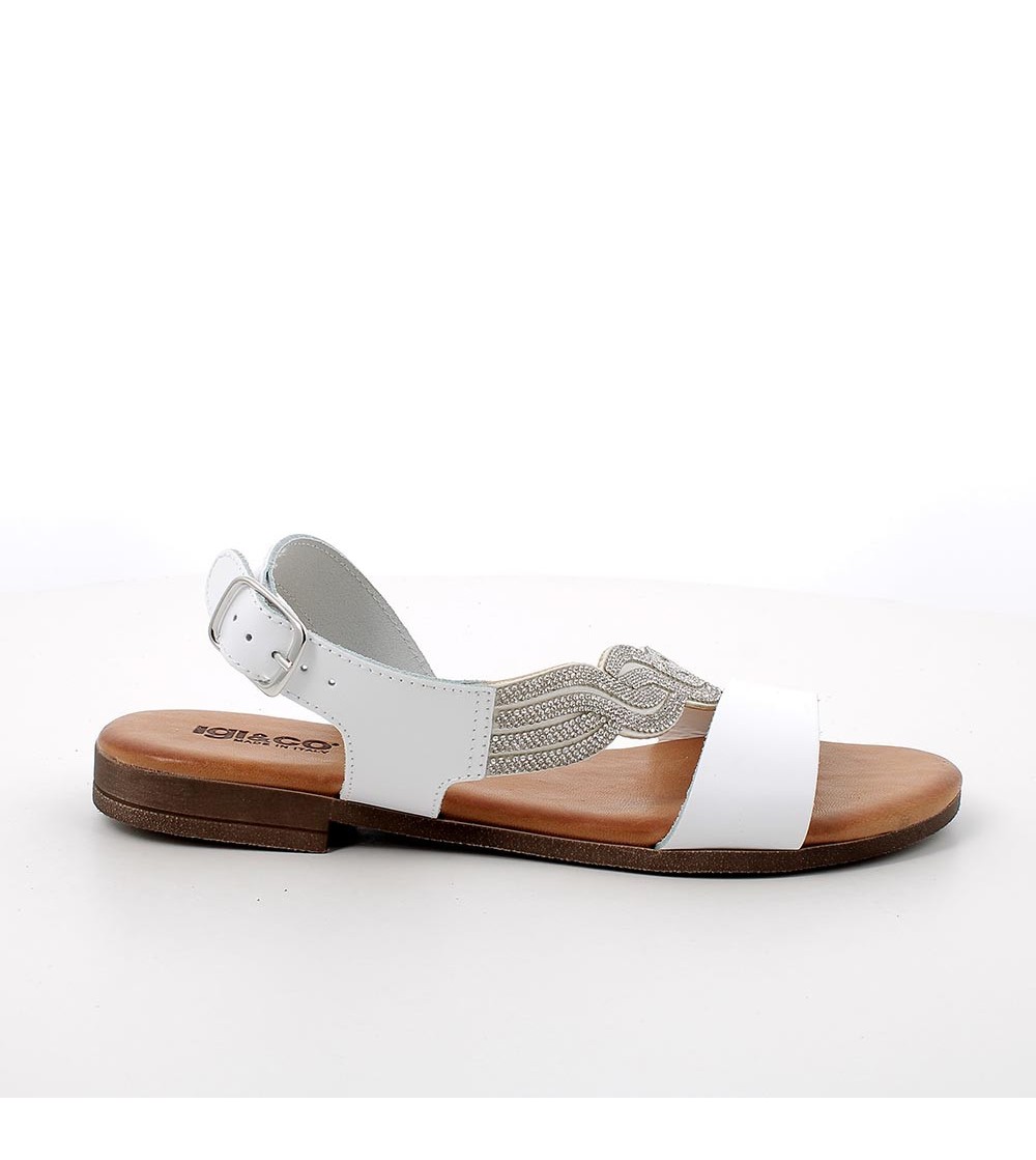 IGI &Co Sandalo Fascia Braccialetto Fascia Trasversale Strass Bianco