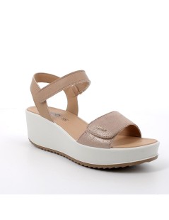 IGI &Co Sandalo Zeppa Fascia Velcro Braccialetto Velcro Beige