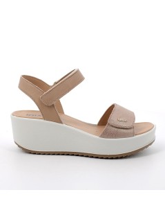 IGI &Co Sandalo Zeppa Fascia Velcro Braccialetto Velcro Beige