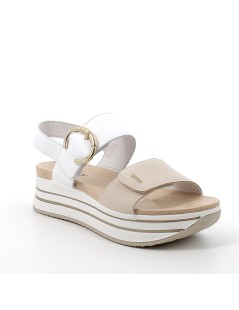 IGI &Co Sandalo Fascia Velcro Braccialetto Velcro Finta Fibbia Bianco Beige