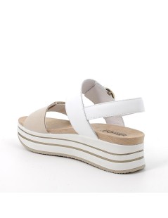 IGI &Co Sandalo Fascia Velcro Braccialetto Velcro Finta Fibbia Bianco Beige