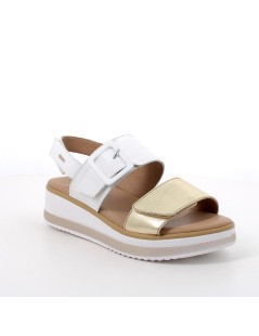 IGI &Co Sandalo Multicolor 3 Velcro Finta Fibbia Pelle Bianco Oro