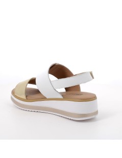 IGI &Co Sandalo Multicolor 3 Velcro Finta Fibbia Pelle Bianco Oro