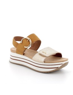 IGI &Co Sandalo Fascia Velcro Braccialetto Velcro Finta Fibbia Cammello Platino