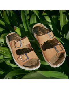 IGI &Co Ciabatta Arizona Doppia Fascia Fibbie Fondo Gomma Cuoio