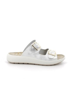 IGI &Co Ciabatta Arizona Doppia Fascia Fibbie Fondo Gomma Platino