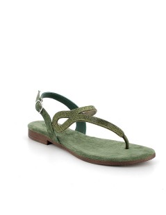 IGI &Co Sandalo Basso Infradito Fascettine Strass Fibbia Salvia