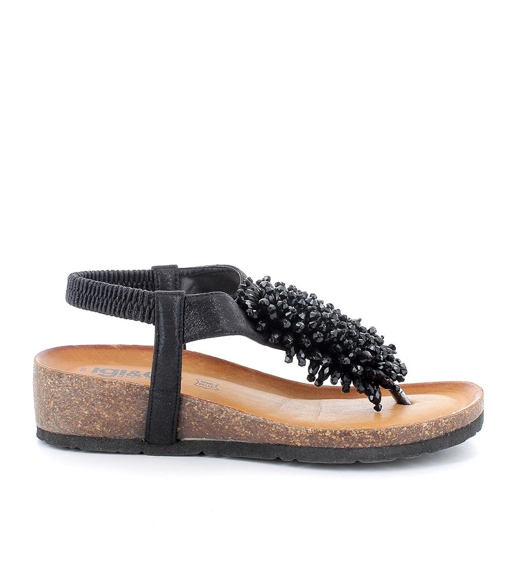 IGI &Co Sandalo Infradito Tallone Elastico Collo Gioielli Nero