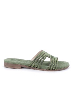 IGI &Co Ciabatta Tacco Basso Fascia Aperta Incrocio Strass Salvia