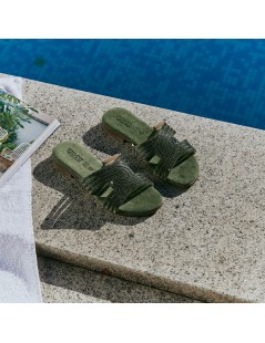 IGI &Co Ciabatta Tacco Basso Fascia Aperta Incrocio Strass Salvia