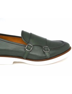 Wexford Mocassino Monk Fondo Bianco Pelle Verde