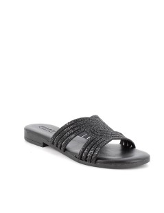 IGI &Co Ciabatta Tacco Basso Fascia Aperta Incrocio Strass Nero
