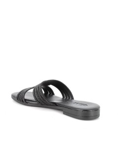 IGI &Co Ciabatta Tacco Basso Fascia Aperta Incrocio Strass Nero