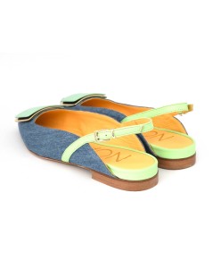 Noa Slingback Punta Tacco Basso Accessorio Smeraldo Jeans