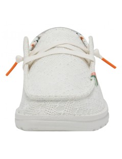 Hey Dude Donna Wendy Bassa Elastici Ricamata Bianco Celeste