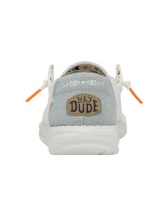 Hey Dude Donna Wendy Bassa Elastici Ricamata Bianco Celeste