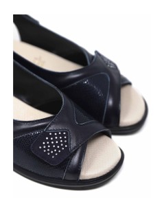 Susimoda Sandalo Zeppa Velcro Strass Braccialetto Fibbia Blu