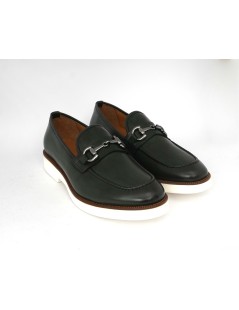 Wexford Mocassino Uomo College Fondo Bianco Pelle Verde