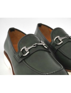 Wexford Mocassino Uomo College Fondo Bianco Pelle Verde