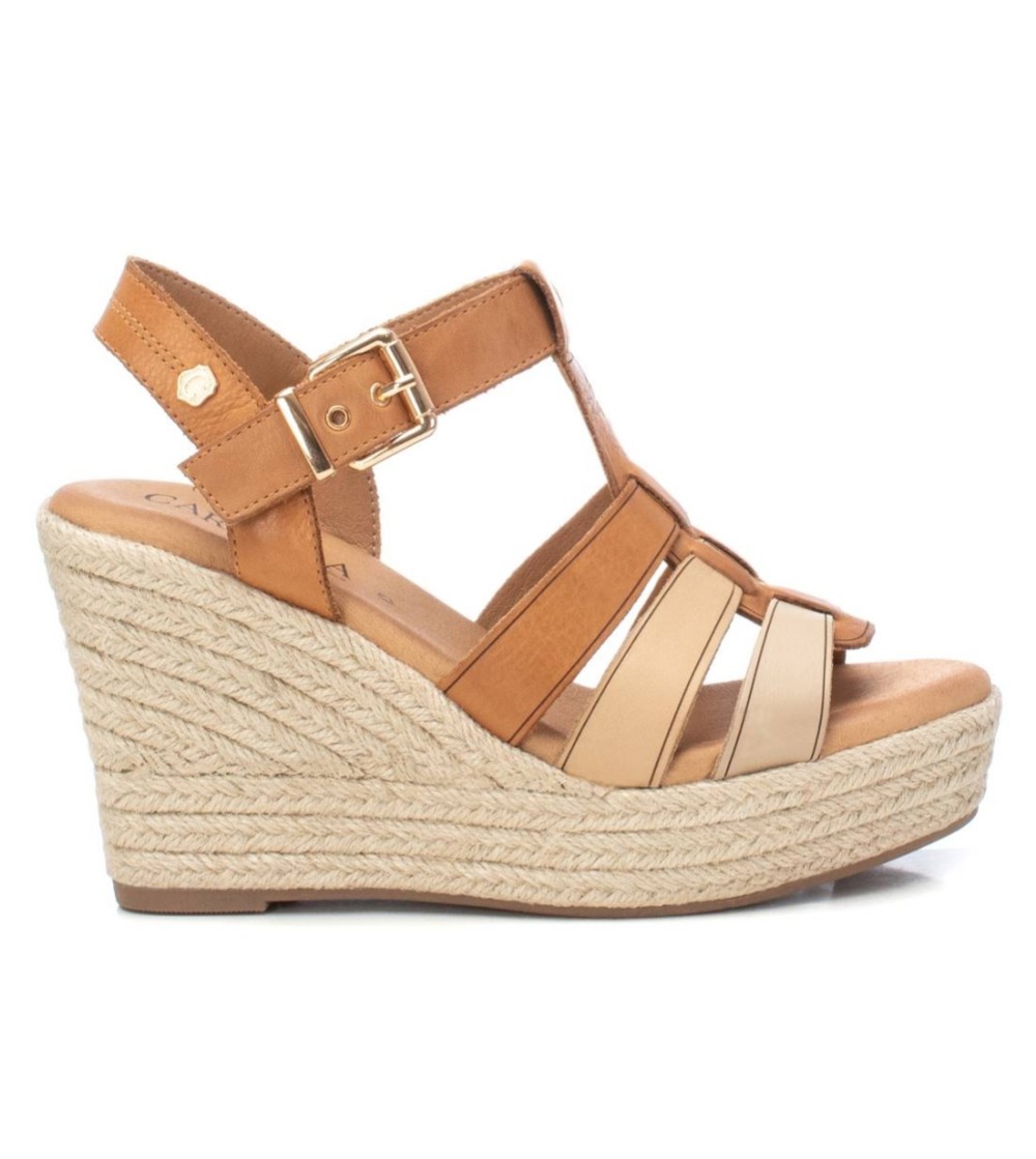 Carmela Sandalo Zeppa Corda Romana Pelle Multi Cammello