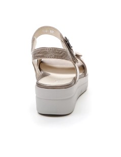 Stonefly Sandalo Zeppa Fascia Velcro Braccialetto Velcro Bronzo