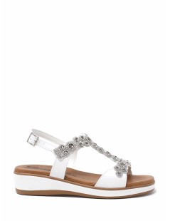 Susimoda Sandalo Fascia T Collo Accessorio Strass Nappa Bianco