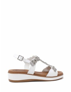 Susimoda Sandalo Fascia T Collo Accessorio Strass Nappa Bianco