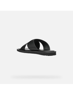 Geox Erice Ciabatta Zeppa Doppia Fascia Incrocio Aperta Nero