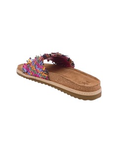 Ekp Ciabatta Fasciona Intrecciate Spilla Strass Fibbia Multi Fuxia