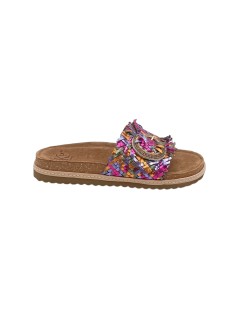 Ekp Ciabatta Fasciona Intrecciate Spilla Strass Fibbia Multi Fuxia