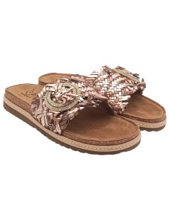 Ekp Ciabatta Fasciona Intrecciate Spilla Strass Fibbia Bronzo