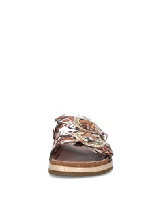 Ekp Ciabatta Doppia Fascia Intrecci Spilla Strass Fibbia Multi Cuoio