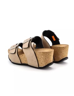 Goldstar Ciabatta Zeppa Media Doppia Fascia Fibbia Strass Sabbia